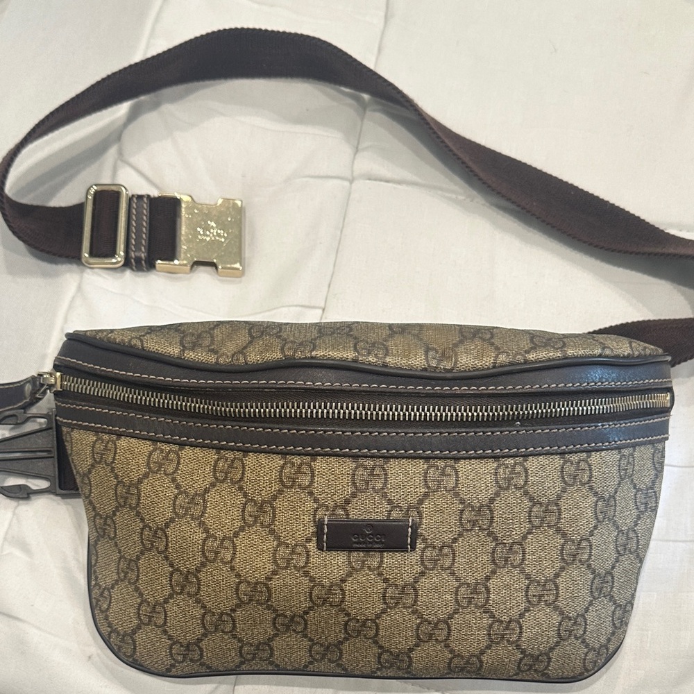 Gucci Beige and Brown Monogram Belt Bag